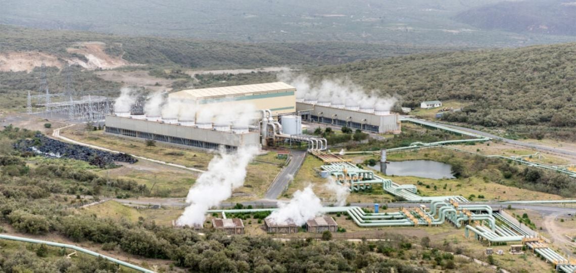 Vue aérienne des champs géothermiques d'Olkaria